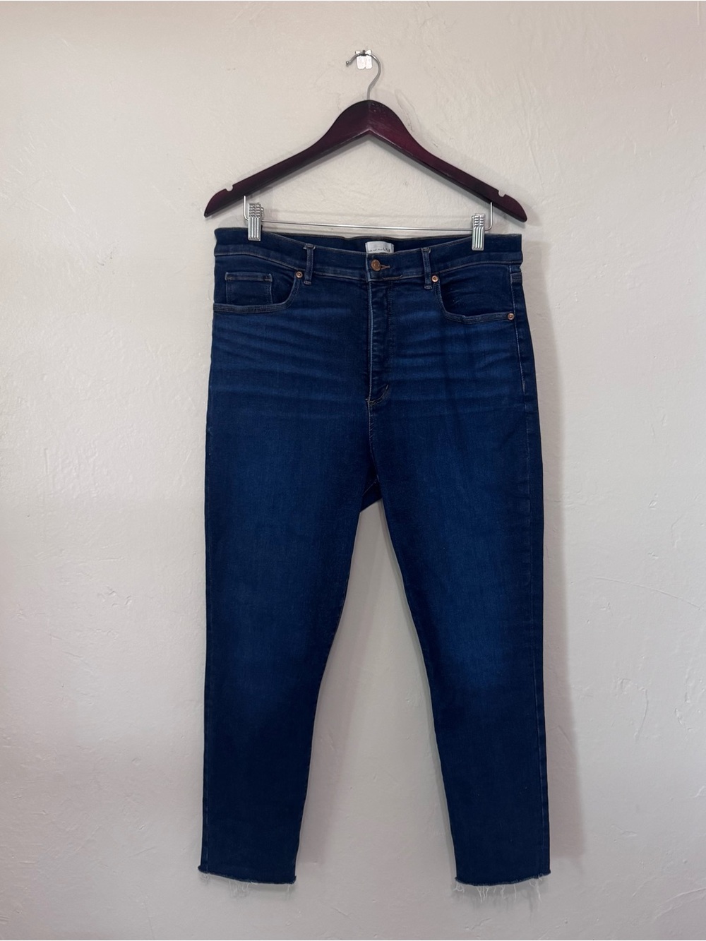 LOFT Sculpt Jegging Jeans Womens Size 16 Dark Wash Stretch Raw Hem Ankle Denim